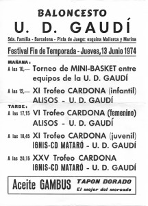 cartell del XI Trofeu J M Cardona 1974